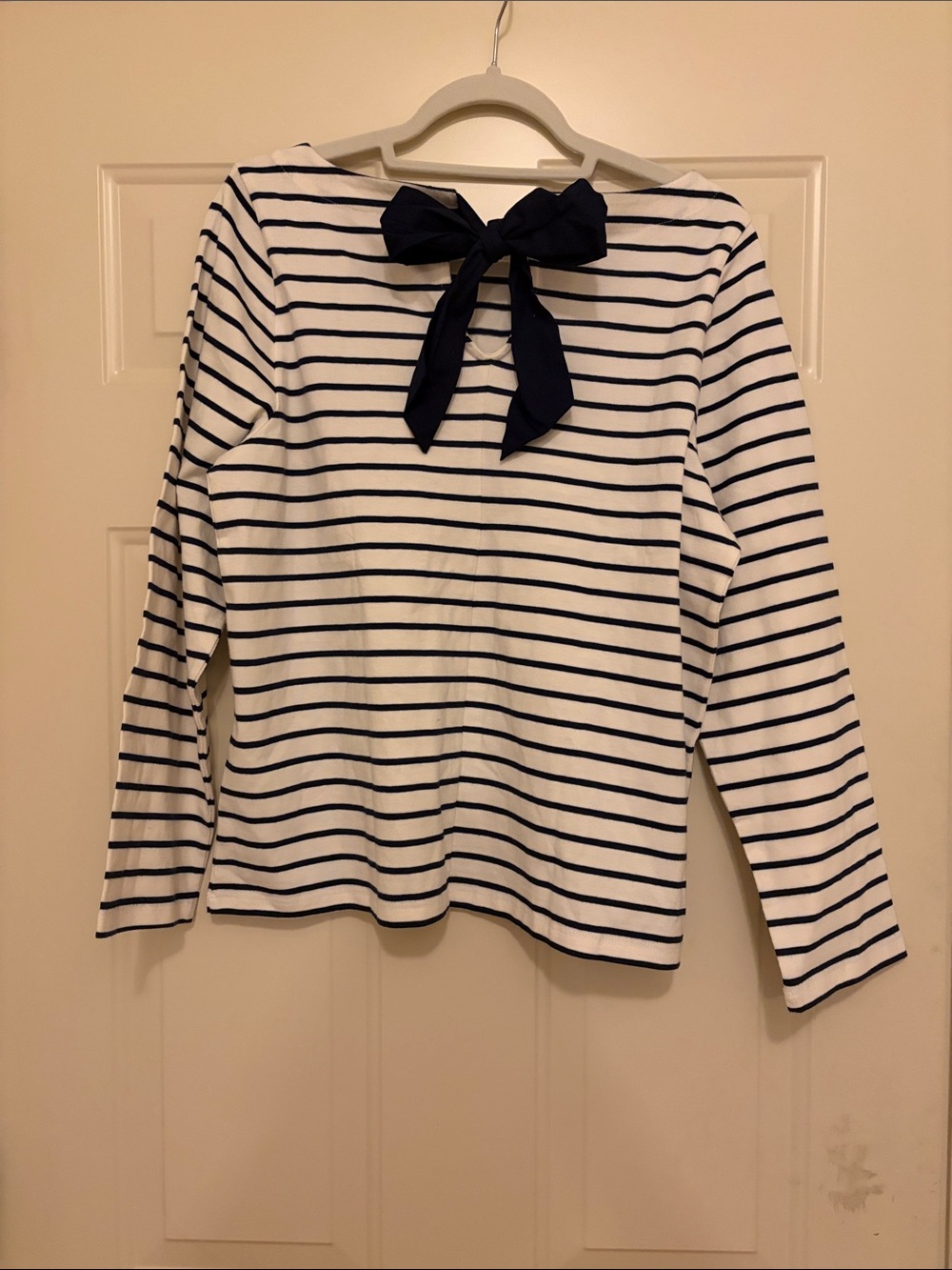 J. Crew Navy Striped Bow-Back Top/NWT/LARGE - Picture 13 of 13